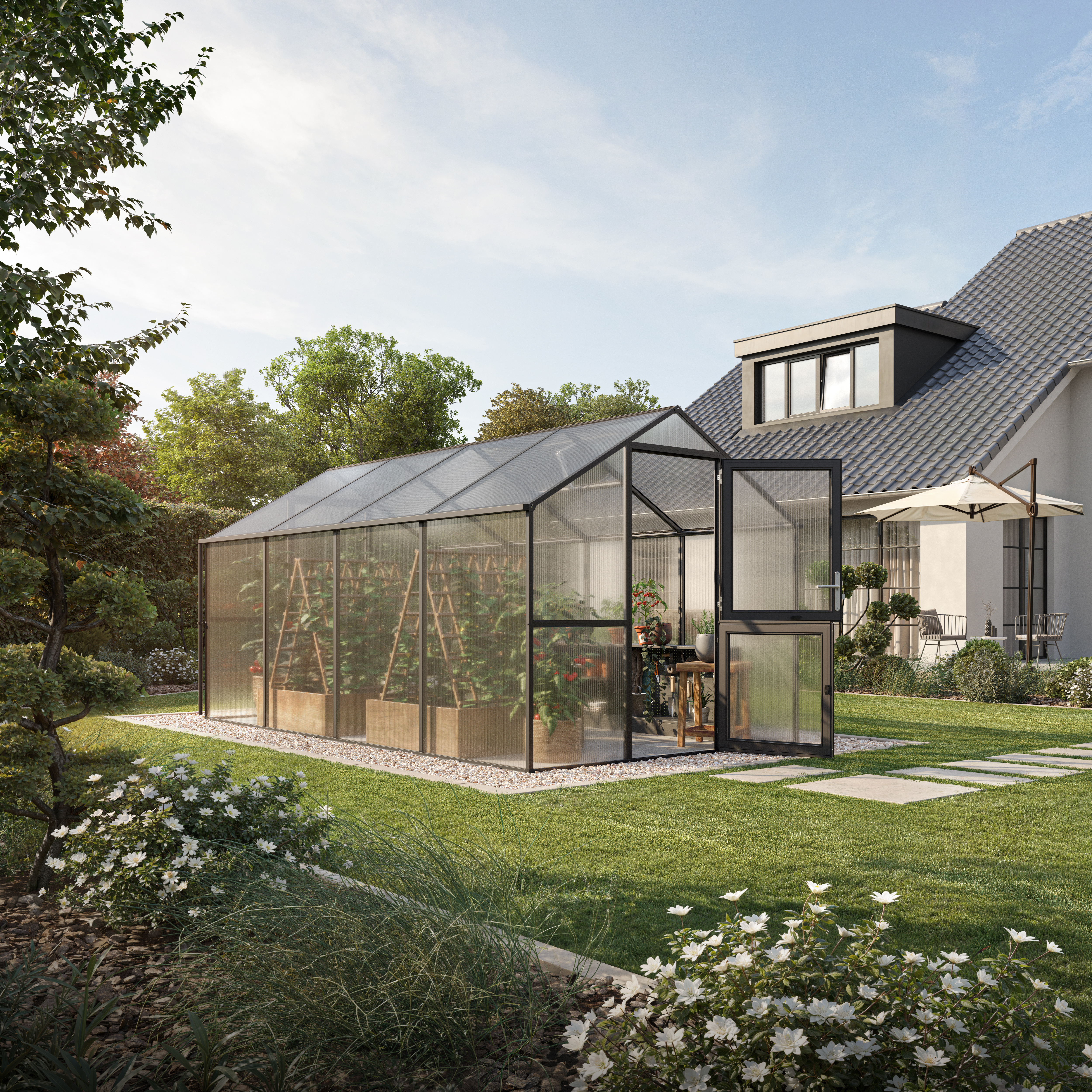Gewächshaus Botanica Compact Typ 4 - anthrazit-grau