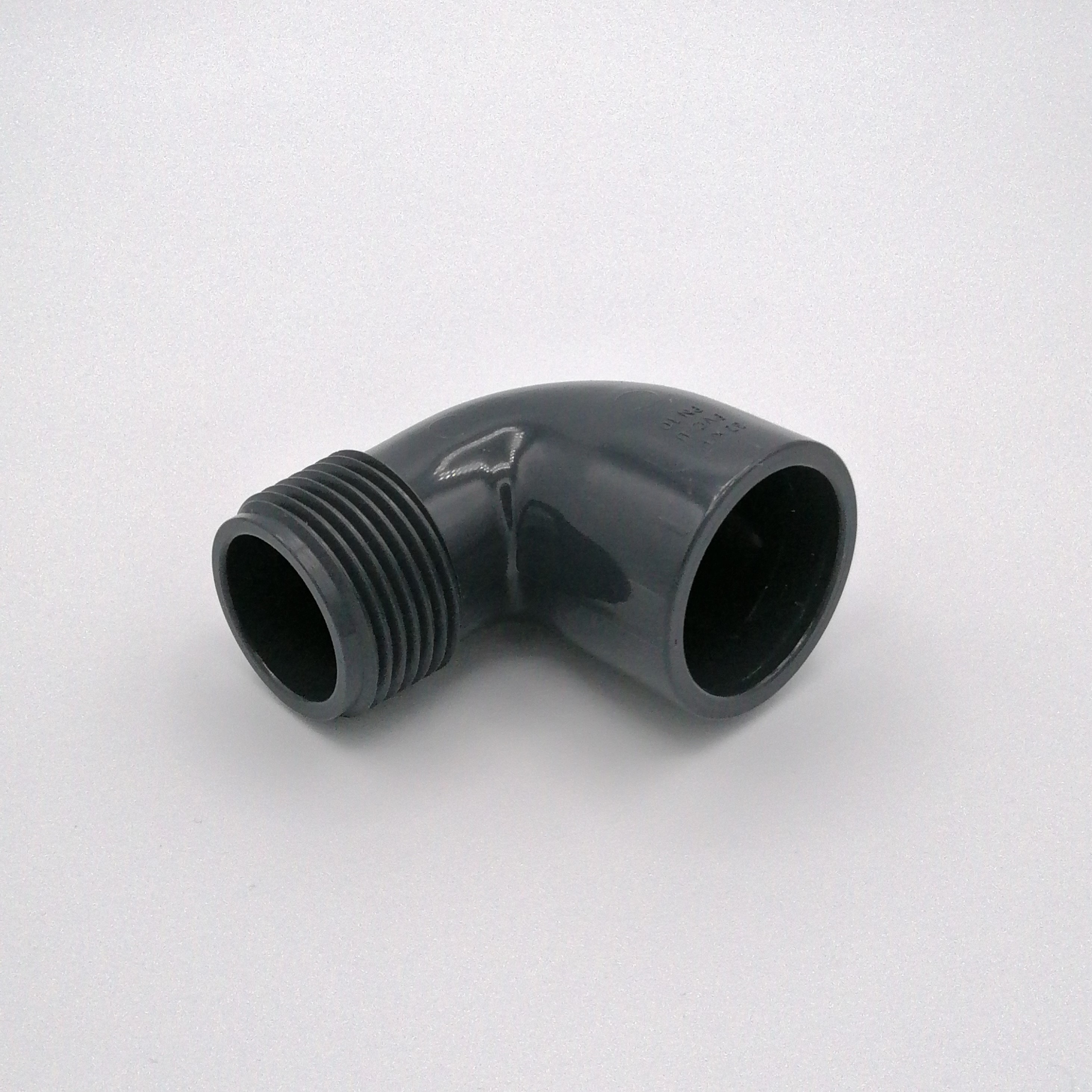 PVC-Fallrohrwinkel 90° mit Außengewinde, 32 mm, grau