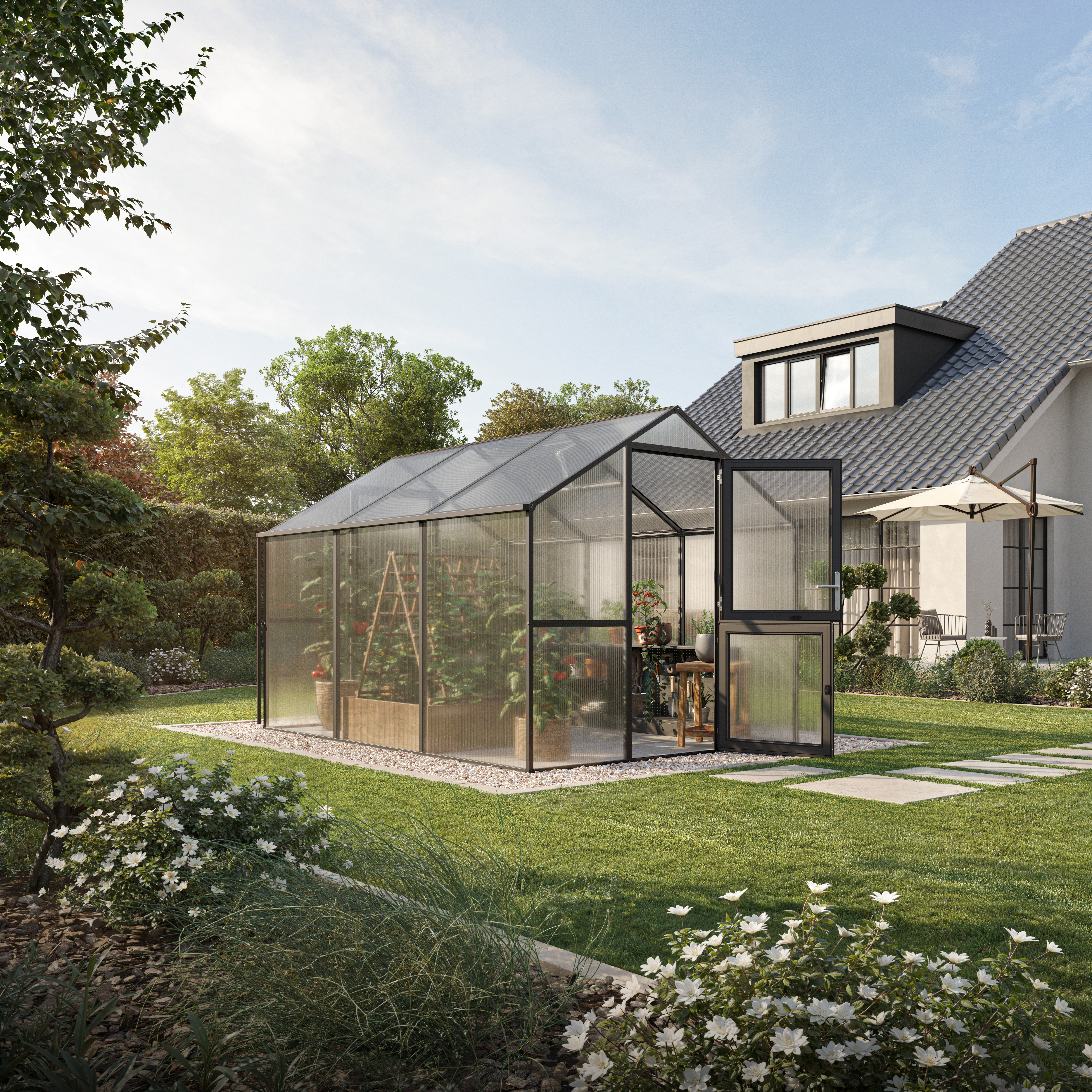Gewächshaus Botanica Compact Typ 3 - anthrazit-grau